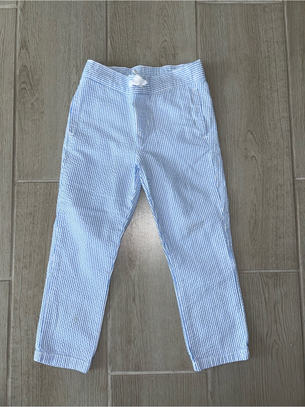 Janie and Jack Light Blue & White Seersucker Chinos